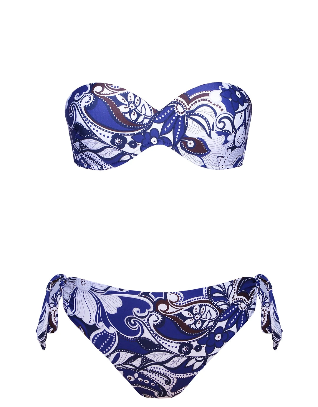 ROIDAL Cachemire Moulded Bandeau Bikini Set - Blue Floral 3 ROIDAL Cachemire Moulded Bandeau Bikini Set - Blue Floral - Image 3