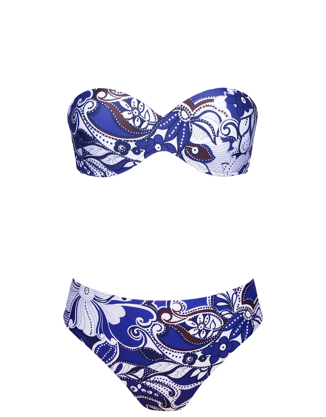 ROIDAL Cachemire Moulded Bandeau Bikini Set - Blue Floral 1 ROIDAL Cachemire Moulded Bandeau Bikini Set - Blue Floral