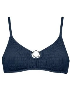 Watercult Solid Crush Ring Bralette Bikini Top - Night Blue