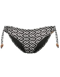 Watercult Ethno Craft Tie Side Bikini Pant - Black Canvas