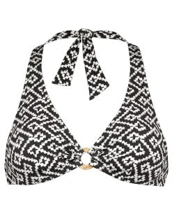 Watercult Ethno Craft Halter Bikini Top - Black Canvas