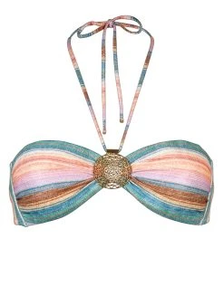 Watercult Pastel Sunset Bandeau Bikini Top - Pink Stripe