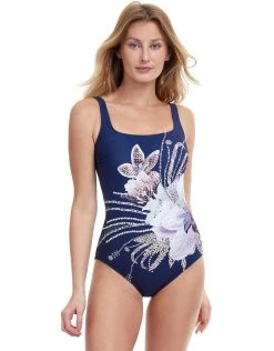 Gottex Dolce Vita Square Neck Swimsuit - Navy