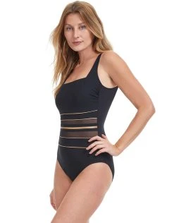 Gottex Onyx Square Neck Tank Swimsuit - Black And Gold 6 Gottex Onyx Square Neck Tank Swimsuit - Black And Gold -Pitusa Shop 23OO172A 008 S