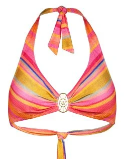 Watercult Dopamine Stripe Halter Bikini Top - Dopamine Brights