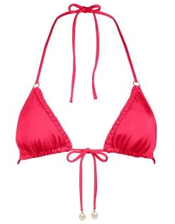 Watercult Macrame Love Triangle Bikini Top - Luscious Red