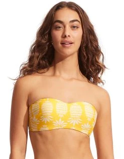 Seafolly Corsica Bustier Bandeau Bikini Top - Citron