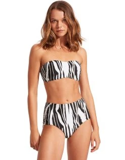 Seafolly Zahara Ruched Side High Waisted Bikini Pant -Pitusa Shop 30877 953 Black 40698 953 Black 3