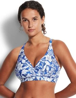 Seafolly Modern Marina F Cup Cross Front Bra Bikini - Blue
