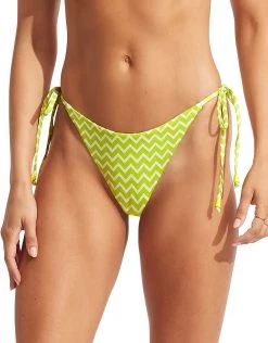Seafolly Sienna Tie Side Rio Bikini Pant - Celery