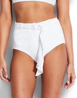 Seafolly Costa Bella High Waisted Bikini Pant - White