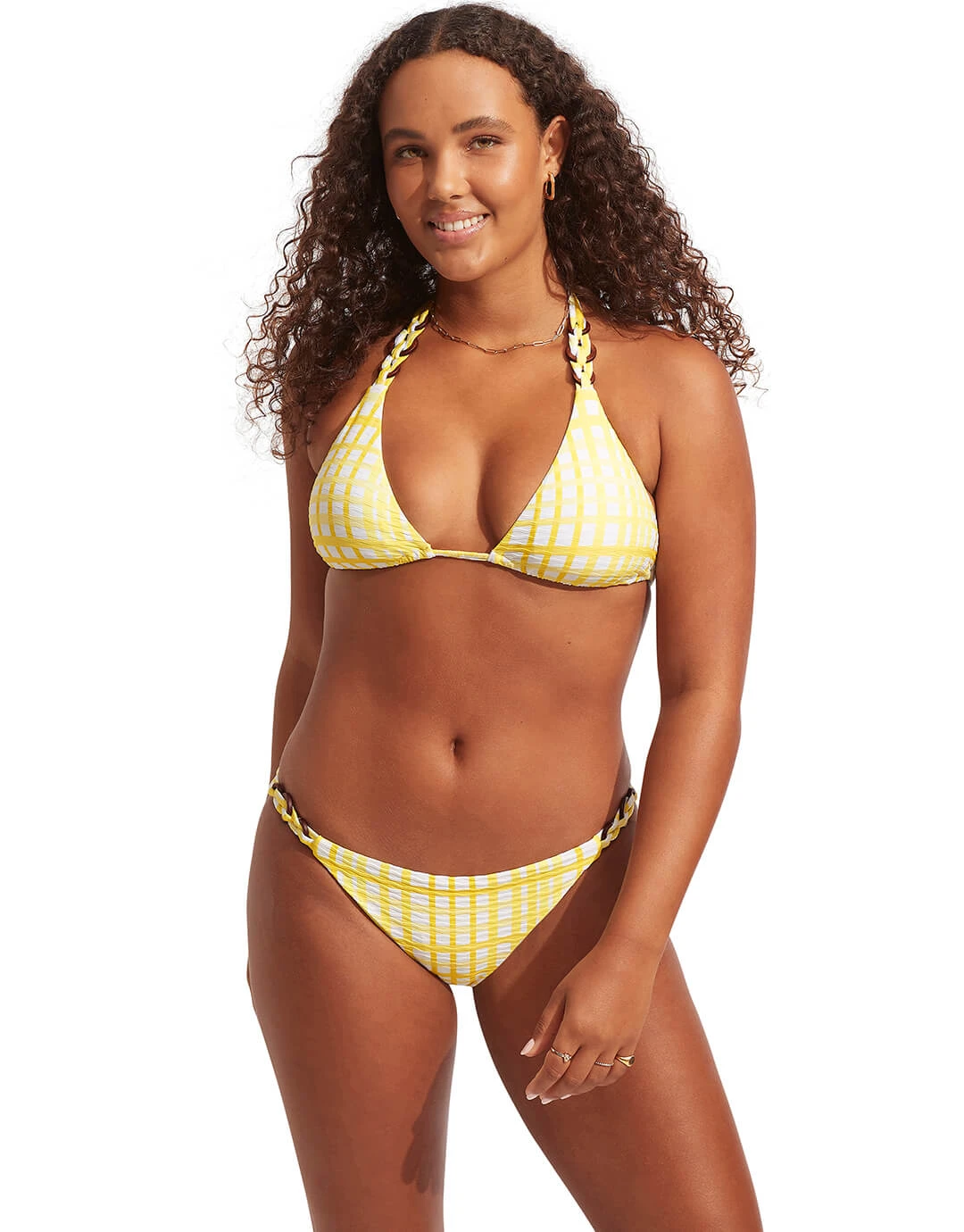 Seafolly Amalfi Check Trim Hipster Bikini Pant - Lime Light 2 Seafolly Amalfi Check Trim Hipster Bikini Pant - Lime Light - Image 2