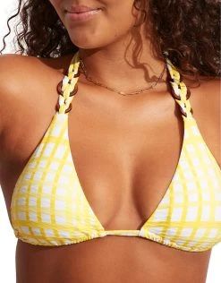 Seafolly Amalfi Check Slide Tri Bikini Top - Lime Light -Pitusa Shop 31397 951 LimeLight 40689 951 LimeLight 15