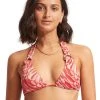 Seafolly Poolside Slide Tri Bikini Top - Pink Chintz