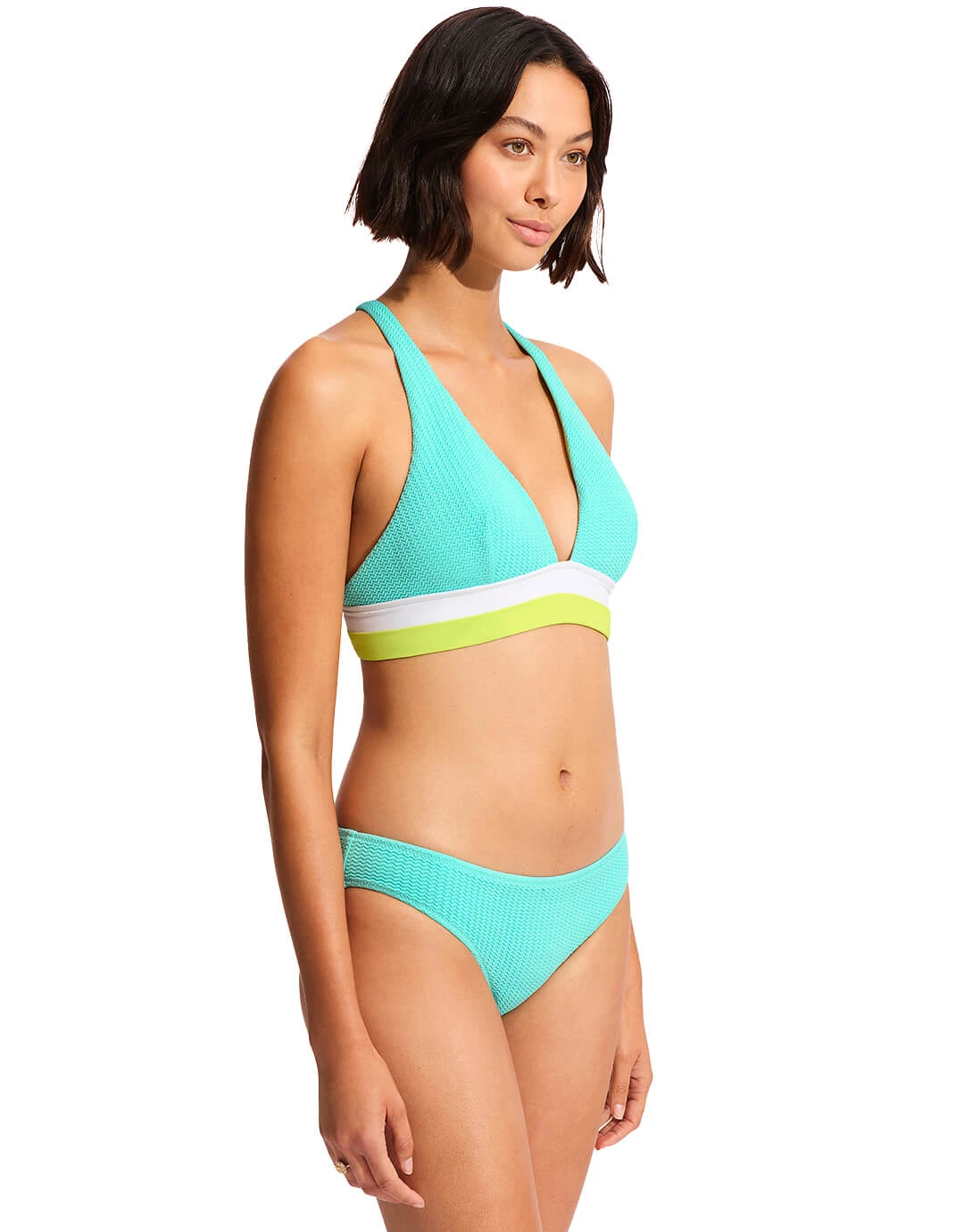 Seafolly Slice Of Splice Longline Tri Bikini Top - Lime Burst 3 Seafolly Slice Of Splice Longline Tri Bikini Top - Lime Burst - Image 3