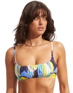 Seafolly Tropfest Bralette Bikini Top - True Navy