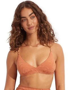 Seafolly Second Wave Fixed Tri Bikini Top - Copper Tan