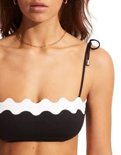 Seafolly Gia Ric Rac Bustier Bandeau Bikini Top - Black -Pitusa Shop 31436 717 Black 40710 717 Black 1193