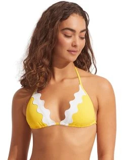 Seafolly Gia Ric Rac Slide Tri Bikini Top - Citron