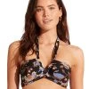 Seafolly Silk Road Halter Bandeau Bikini Top - Black