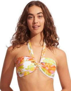 Seafolly Palm Springs Halter Bandeau Bikini Top - Limelight