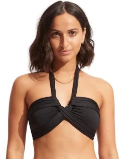 Seafolly Collective Halter Bandeau Bikini Top - Black