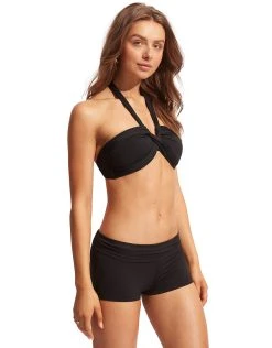 Seafolly Collective Roll Top Boyleg Bikini Pant - Black -Pitusa Shop 33816 942 Black 44399 942 Black 0063