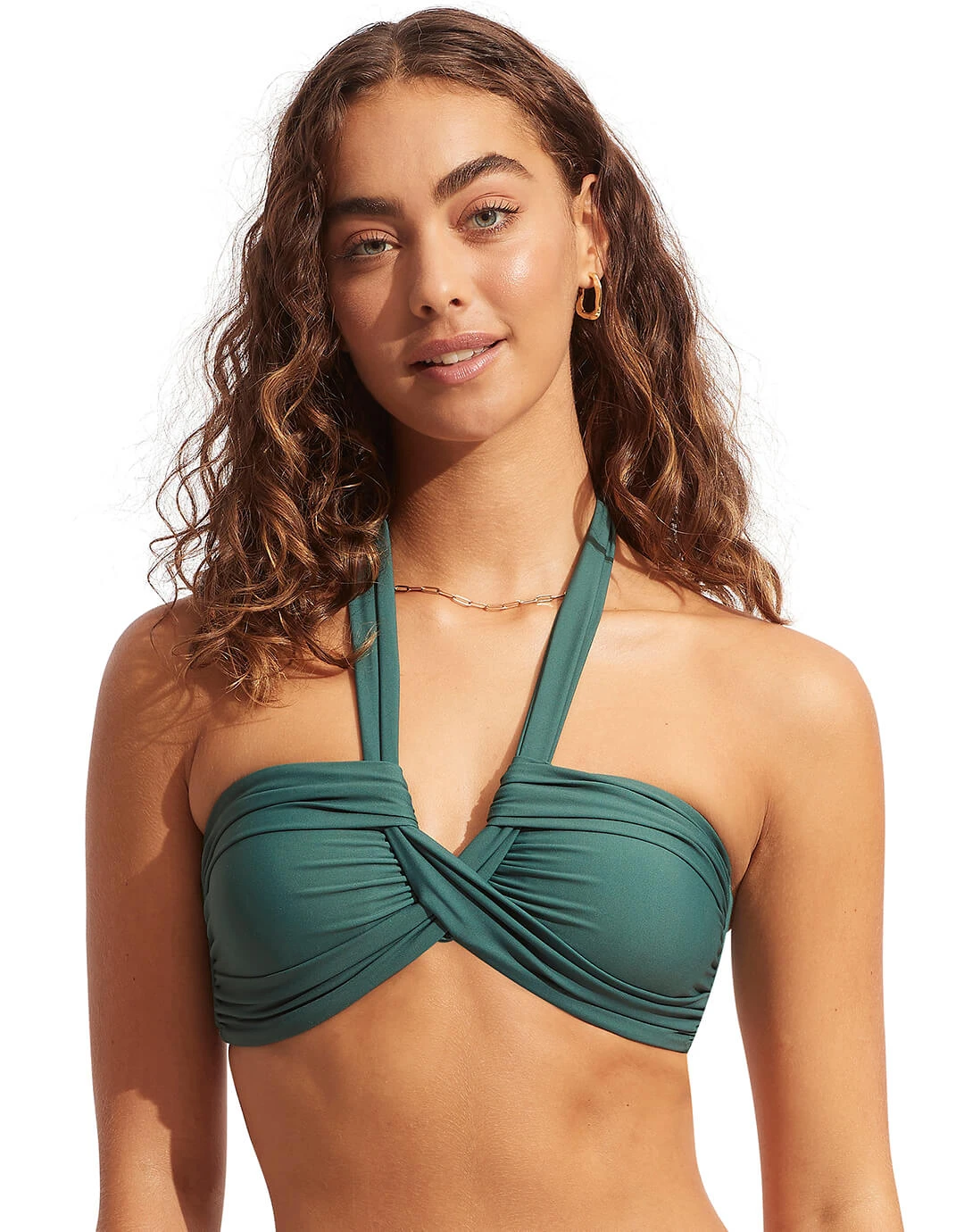 Seafolly Collective Halter Bandeau Bikini Top - Evergreen 1 Seafolly Collective Halter Bandeau Bikini Top - Evergreen
