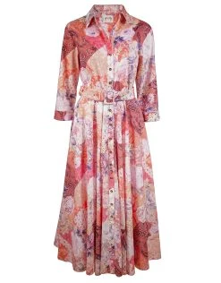 MARYAN MEHLHORN Euphoria Belted Shirt Dress - Rose Infusion