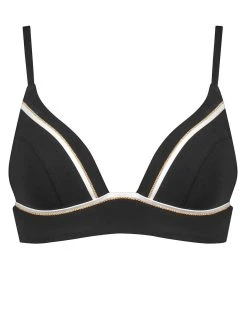MARYAN MEHLHORN Metrics Bralette Bikini Top - Black White And Gold