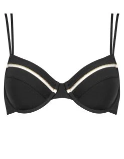 MARYAN MEHLHORN Metrics Underwired Bikini Top - Black White And Gold