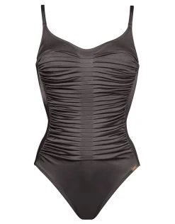 MARYAN MEHLHORN Elevation Ruched Underwired Swimsuit - Satin Zinc