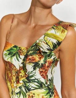 MARYAN MEHLHORN Optimist Ruffle Shoulder Swimsuit - Pina Colada 11 MARYAN MEHLHORN Optimist Ruffle Shoulder Swimsuit - Pina Colada -Pitusa Shop 416 4510 263 6