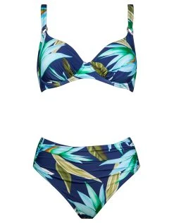 Charmline Ocean Bloom Underwired Bikini Set - Navy Aqua