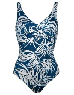 Charmline Jean Breeze Twist Front Swimsuit - Denim White