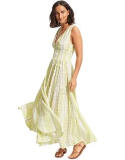 Seafolly Textured Gingham Maxi Dress - Wild Lime