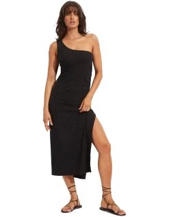 Seafolly Second Wave One Shoulder Midi Dress - Black -Pitusa Shop 54804 DRBlack 5