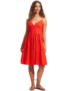 Seafolly Poplin Beach Dress - Red