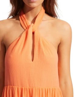 Seafolly Halter Neck Dress - Cantaloupe -Pitusa Shop 54864 DR Cantaloupe 0347