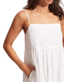 Seafolly Embroidery Tiered Dress - White -Pitusa Shop 54915 CU White 3