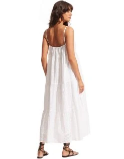 Seafolly Embroidery Tiered Dress - White -Pitusa Shop 54915 CU White 4