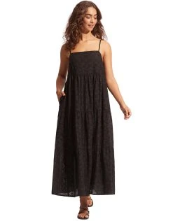 Seafolly Embroidery Tiered Dress - Black