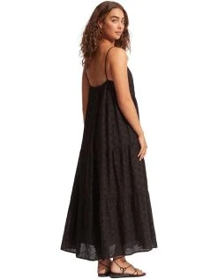 Seafolly Embroidery Tiered Dress - Black -Pitusa Shop 54915 DR Black 3