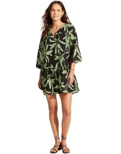 Seafolly Palm Paradise Tier Dress - Black