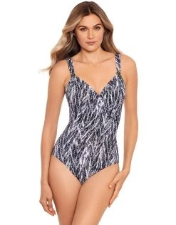 Miraclesuit Chevron Python Siren Swimsuit - Silver Grey
