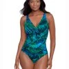 Miraclesuit Palm Reeder Oceanus Swimsuit - Blue And Green