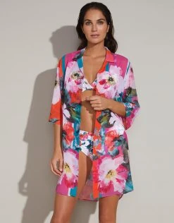 ROIDAL Melania Estefani Beach Shirt - Floral Multi -Pitusa Shop 682 02 ESTEFANI F