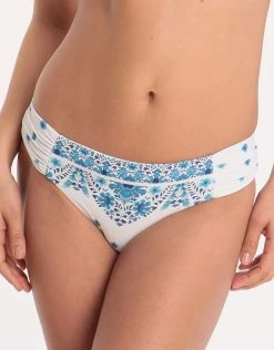 Seafolly Sunflower Border Ruched Size Retro Bikini Bottom - Electric Blue