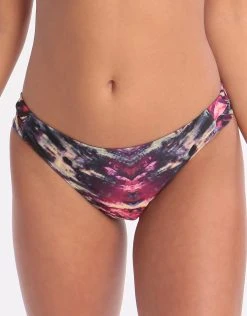 WEST SEVENTY NINE Graffiti Queen Cut Out Bikini Bottom - Purple Multi