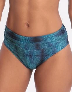 WEST SEVENTY NINE Ariel Roll Top Bikini Bottom - Blue Multi